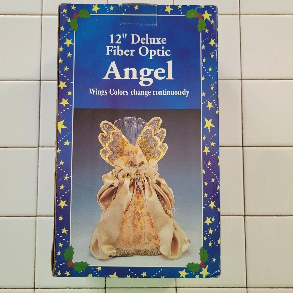 Deluxe 12 in Fiber Optic Angel Wings Color Change Christmas Decor‎ Tree Topper